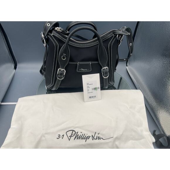 3.1 Phillip Lim Pashli Moto Nylon Satchel in black with silver-tone hardware - Picture 1 of 9